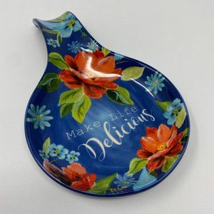 Pioneer Woman Spring Bouquet Spoon Rest Blue Floral Make Life Delicious - 8.75"